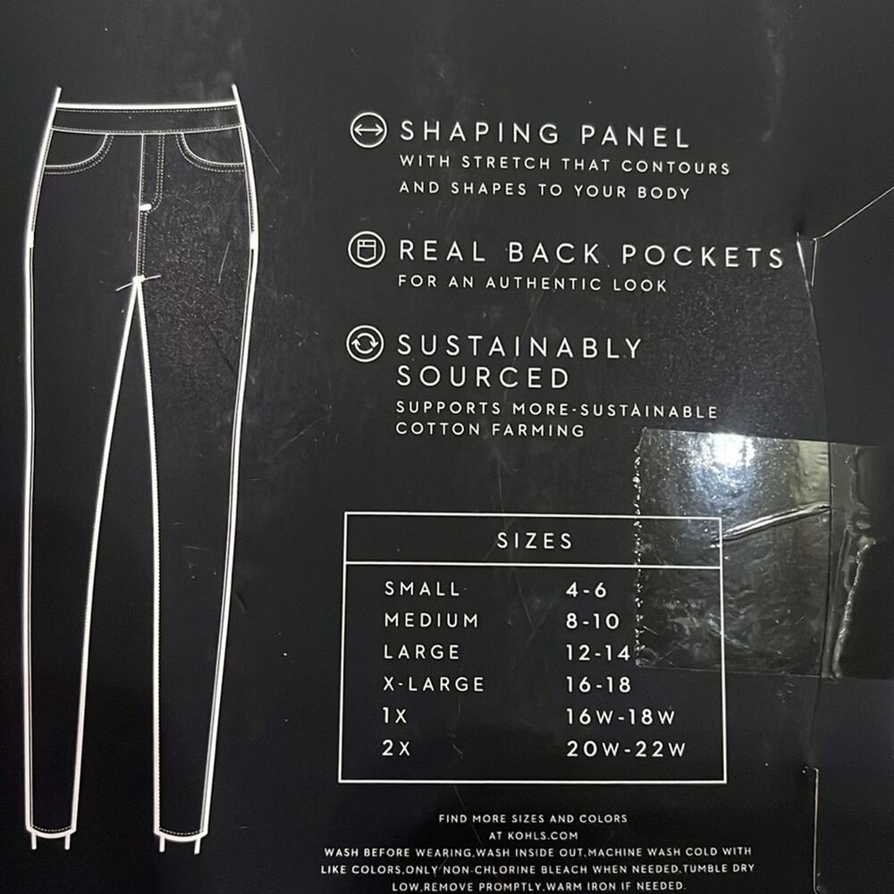 Simply Vera Wang Leggings High Rise White Cotton Denim Shaping Stretch 2X - Picture 3 of 6